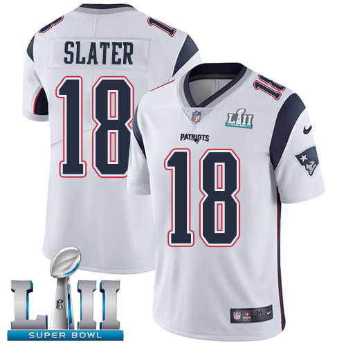 Nike Patriots #18 Matt Slater White Super Bowl LII Men's Stitched NFL Vapor Untouchable Limited Jersey - Click Image to Close